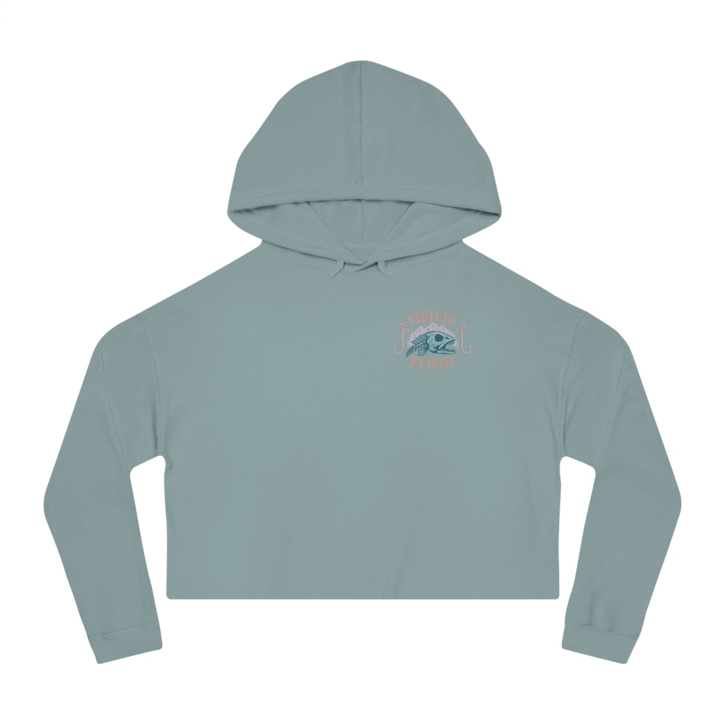 Cropped Hoodie with Fish Is Food Design, Cute Hooded Sweatshirt