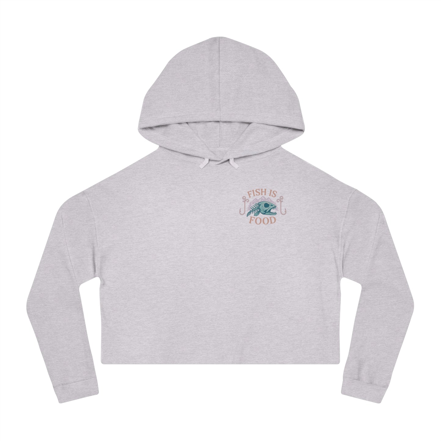 Cropped Hoodie with Fish Is Food Design, Cute Hooded Sweatshirt