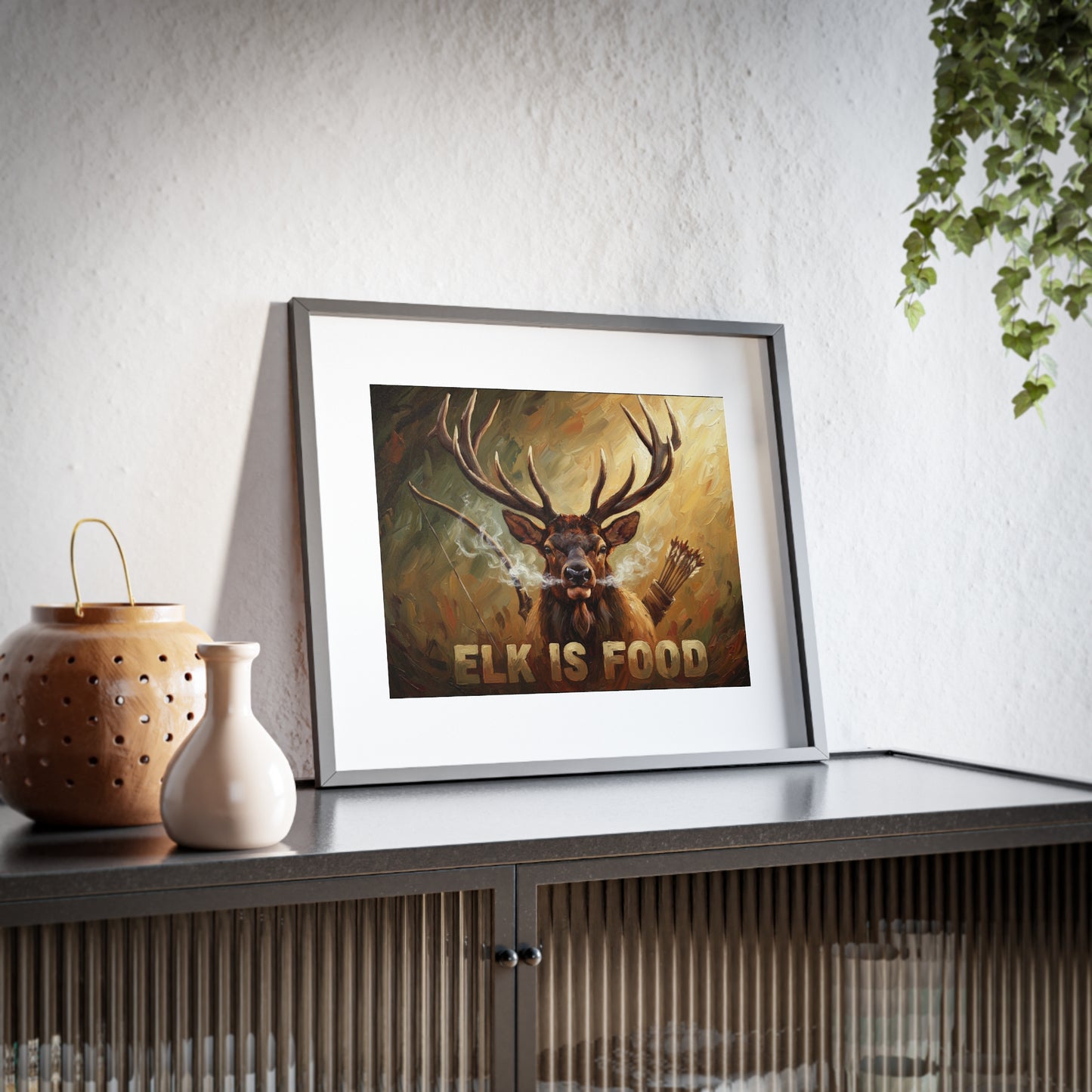 Elk Is Food Framed Poster — Rustic Hunting Art Print