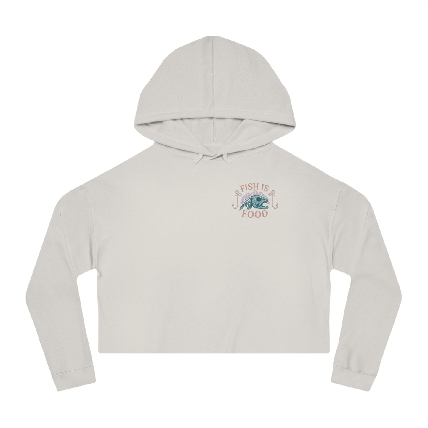 Cropped Hoodie with Fish Is Food Design, Cute Hooded Sweatshirt