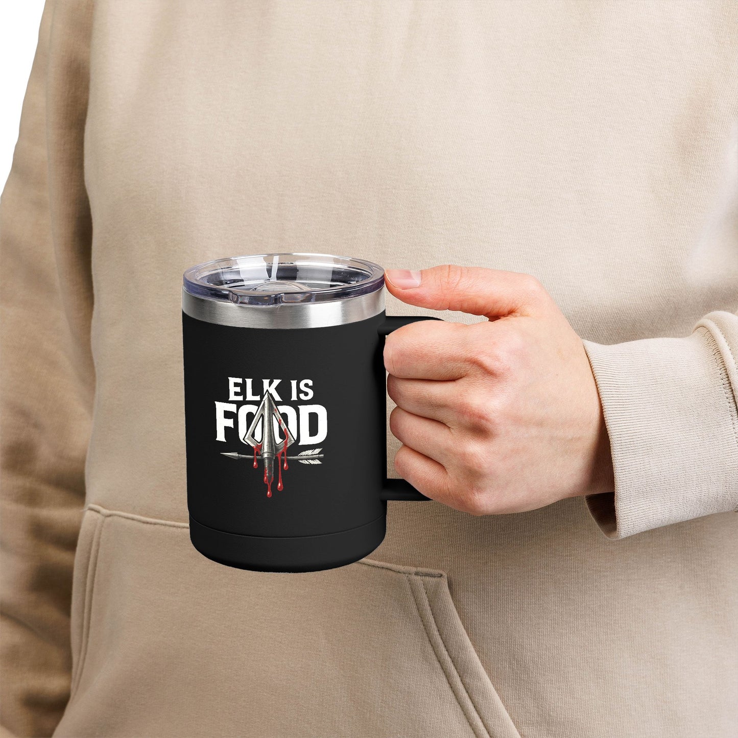 Elk is Food Camping Mug, 15oz Travel Tumbler, Hunting Gift, Adventure Drinkware, Outdoor Enthusiast Cup