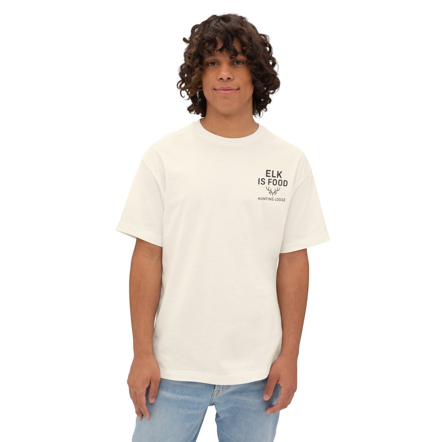 Nature-Inspired Oversized Tee, Elk Food Graphic Shirt, Unisex