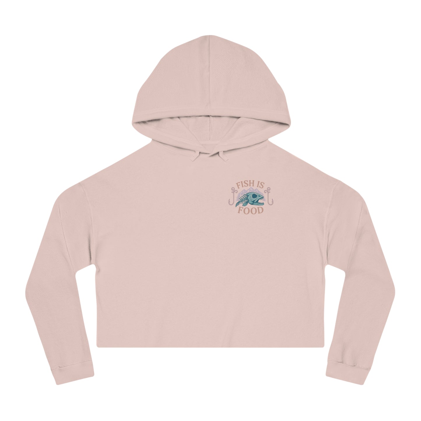 Cropped Hoodie with Fish Is Food Design, Cute Hooded Sweatshirt