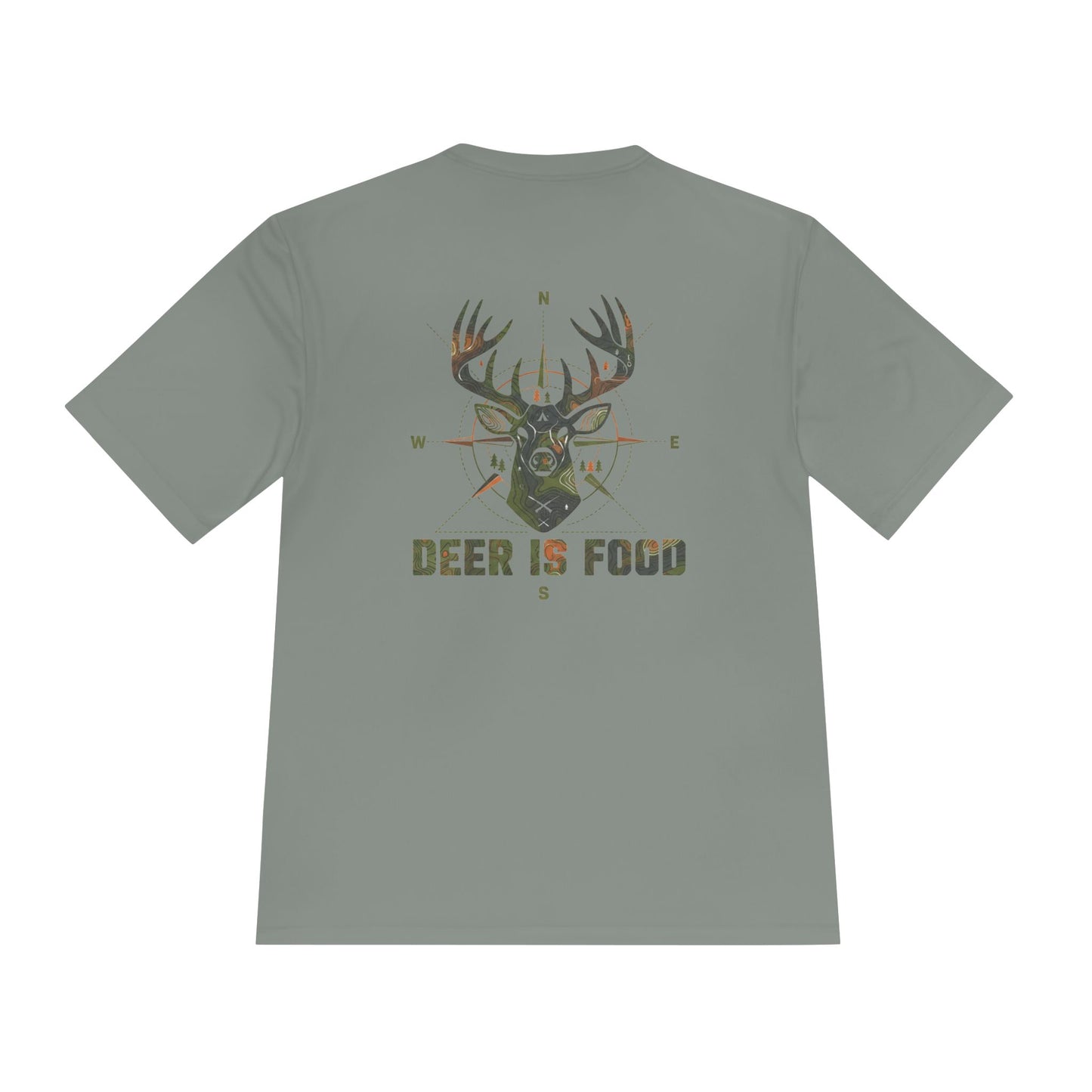 Deer Is Food Tee — Hunting Buck Compass Graphic Moisture-Wicking Shirt