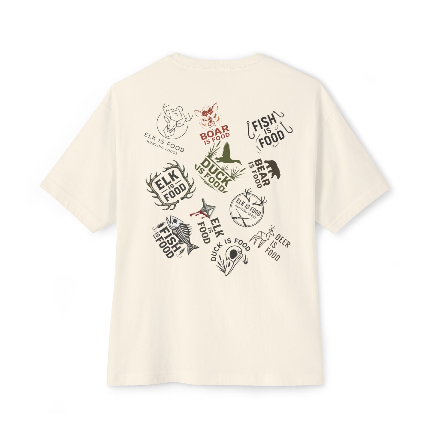 Nature-Inspired Oversized Tee, Elk Food Graphic Shirt, Unisex