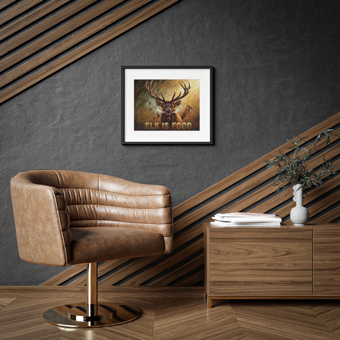 Elk Is Food Framed Poster — Rustic Hunting Art Print